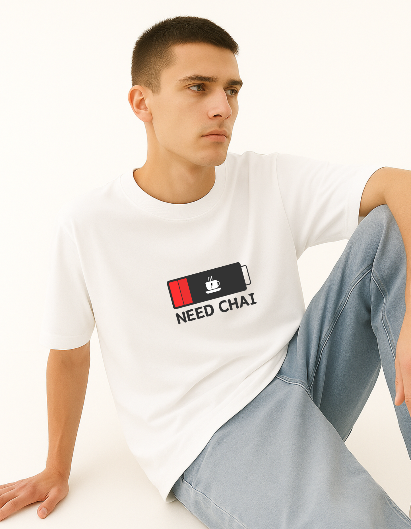 Need Chai - For the Chai Lovers Premium Cotton Round Neck Casual Oversized T-shirt