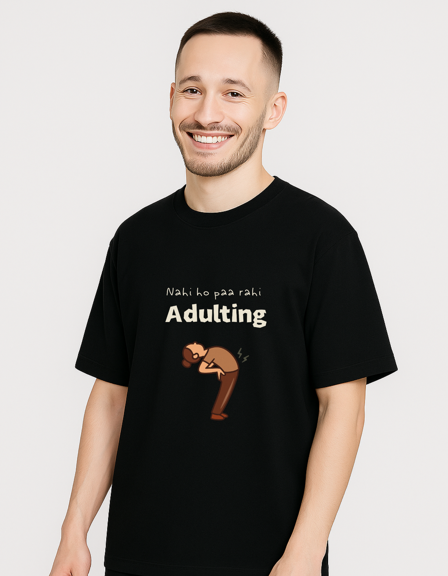 Nahi Ho Paa Rahi Adulting Unisex- Life Update Tshirt - Premium Cotton Round Neck Casual Oversized T-shirt
