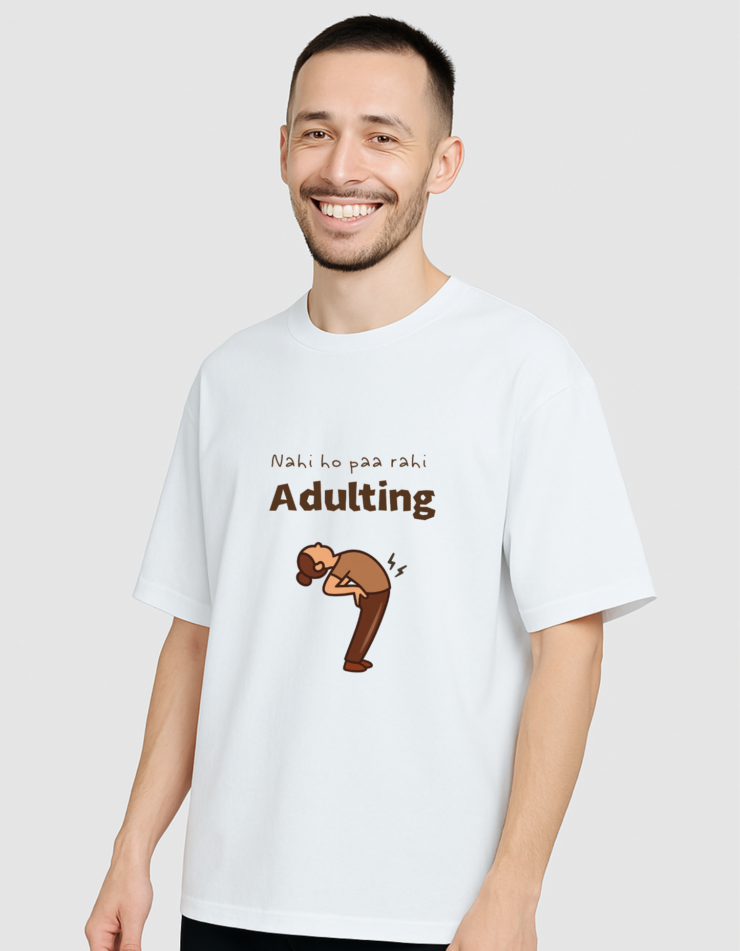 Nahi Ho Paa Rahi Adulting Unisex- Life Update Tshirt - Premium Cotton Round Neck Casual Oversized T-shirt