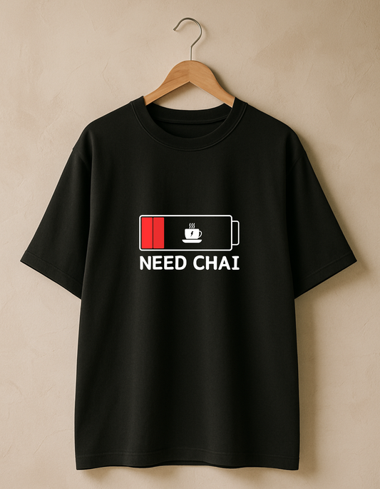 Need Chai - For the Chai Lovers Premium Cotton Round Neck Casual Oversized T-shirt