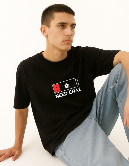 Need Chai - For the Chai Lovers Premium Cotton Round Neck Casual Oversized T-shirt