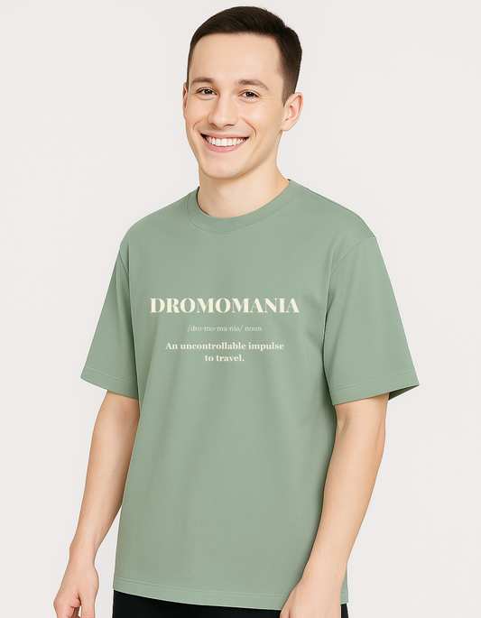 Dromomania - The Travel Junky Premium Cotton Round Neck Casual Oversized T-shirt