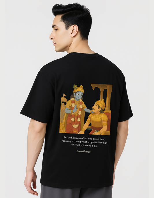 🕉️ Focussed on Action, Driven by Intent - The Spiritual Luxe Terry Cotton Round Neck Oversized T-shirt.