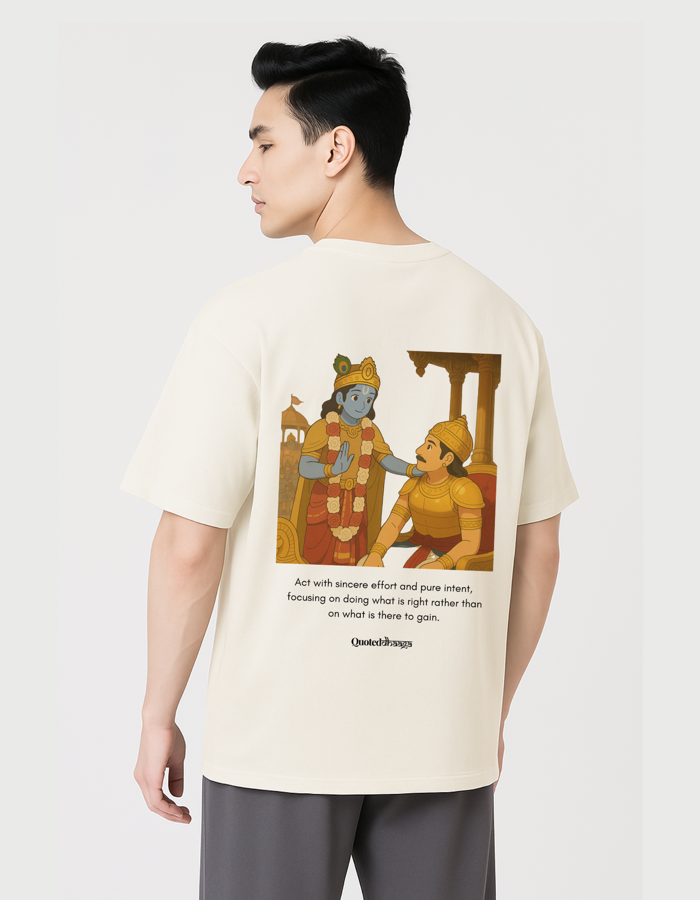 🕉️ Focussed on Action, Driven by Intent - The Spiritual Luxe Terry Cotton Round Neck Oversized T-shirt.