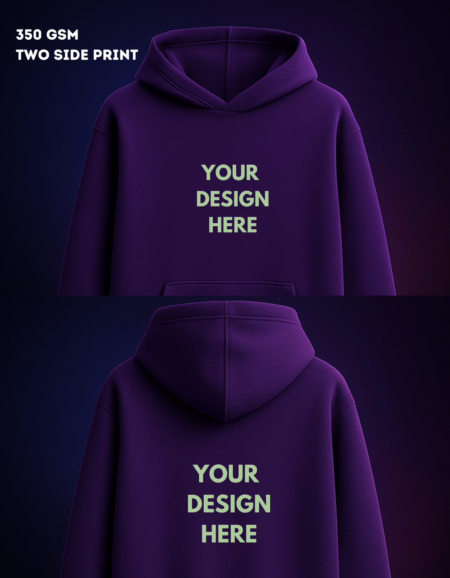 Limited Edition : Purple Oversized Hoodie Two Side Prints