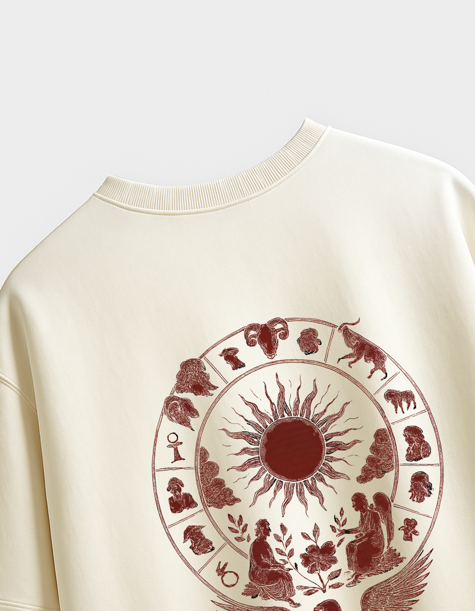 सब लिखा हुआ है – All 12 Zodiacs Off White Oversized T-shirt