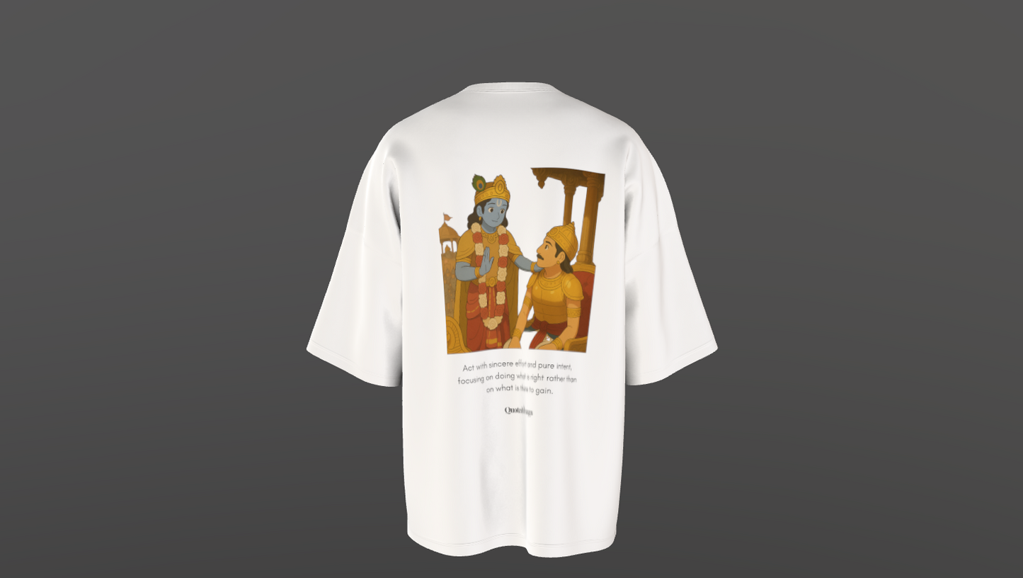 🕉️ Focussed on Action, Driven by Intent - The Spiritual Luxe Terry Cotton Round Neck Oversized T-shirt.