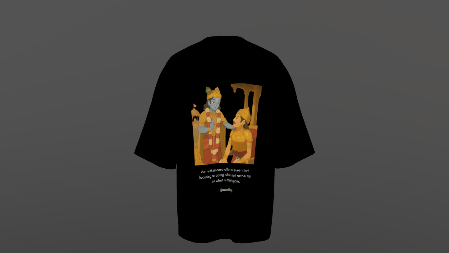🕉️ Focussed on Action, Driven by Intent - The Spiritual Luxe Terry Cotton Round Neck Oversized T-shirt.